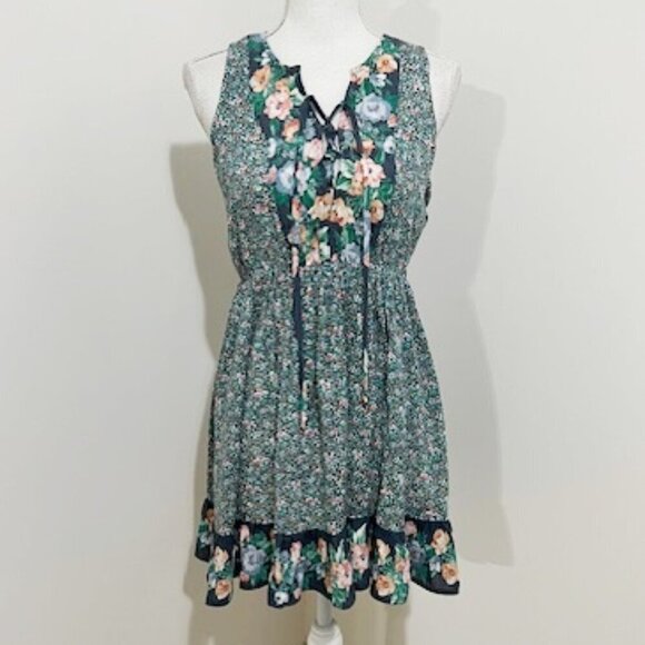 O’Neill Linney Mini Tank Dress Floral Print Sleeveless Lace-up Front Size XS - Picture 1 of 6
